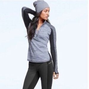 Athleta Running Wild Half Zip Pullover Grey Jacket Top